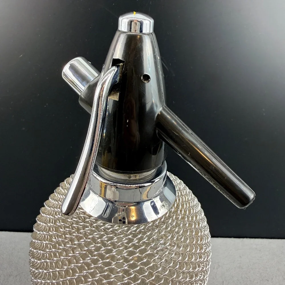 VTG Merkuria Glass Soda Siphon Wire Mesh Seltzer Bottle MCM Barware Kovo - Picture 9 of 11
